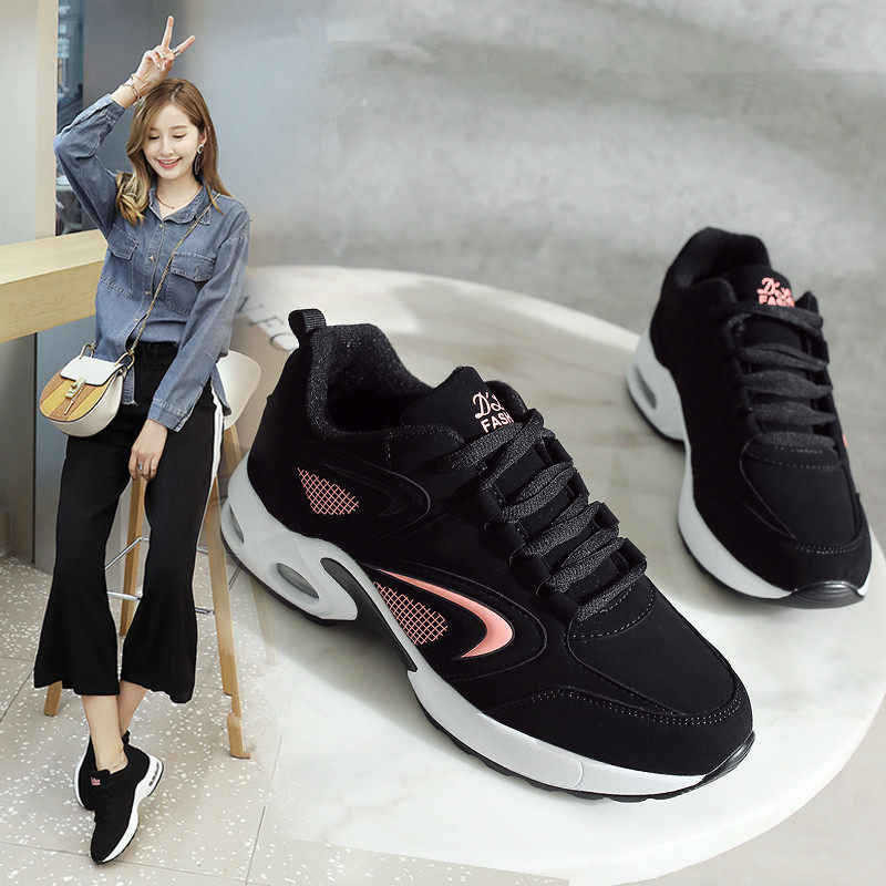 春秋季新款内增高女鞋运动鞋学生百搭韩版加绒厚底休闲跑步棉鞋