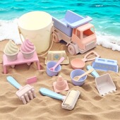 儿童沙滩玩具宝宝海边玩沙挖土铲子水桶沙漏挖沙工具套装 沙池推车