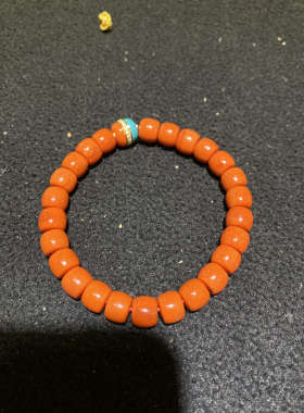 天然凉山瓦西料川料满色满肉南红色玛瑙直切老型手串原创男女款