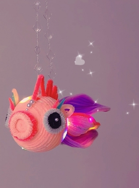 元宵节锦鲤花灯鱼灯笼扭扭棒diy材料包成品自制手工可爱儿童礼物