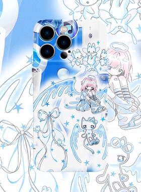 千禧天使兔子手机壳适用iPhone17promax苹果16菲林14蓝色13小米15亚文化oppo华为mate70荣耀P80红米vivox200