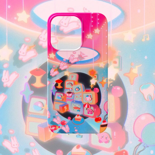 y2k千禧风蒸汽波手机壳适用iPhone17promax苹果16菲林14兔子12小米15硬华为mate60荣耀P80一加13粉色vivox200