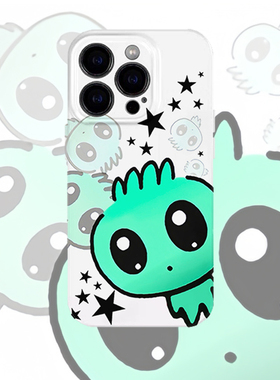 可爱外星人绿色手机壳适用iPhone17promax苹果16菲林14小众13小米15硬oppo华为mate70荣耀Pura80红米vivox200