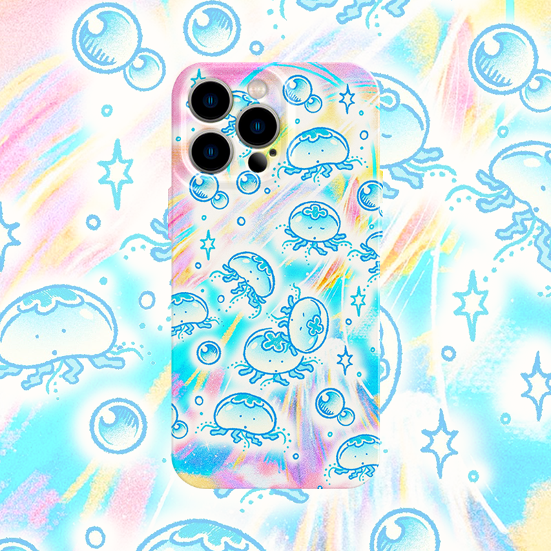 梦幻水母~小清新蓝色菲林手机壳