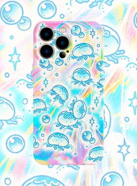 小清新水母可爱手机壳适用iPhone17promax苹果16菲林13蓝色14小米15简约oppo华为mate70荣耀P80红米vivox200s