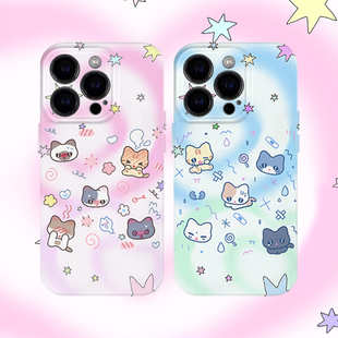 可爱小猫情侣粉色手机壳适用iPhone17promax苹果13菲林13蓝色14小米15硬oppo华为mate70荣耀P80红米vivox200s