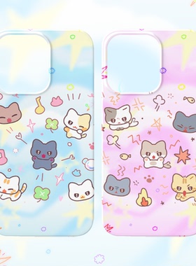可爱小猫粉色情侣手机壳适用iPhone17promax苹果16菲林13蓝色15小米14硬oppo华为mate70荣耀P80红米vivox200s
