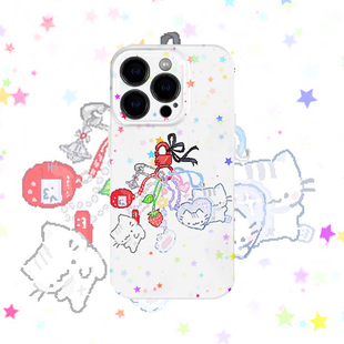 y2k像素风小猫手机壳适用iPhone17promax苹果16菲林13简约14小米15硬oppo华为mate70荣耀Pura80红米vivox200s