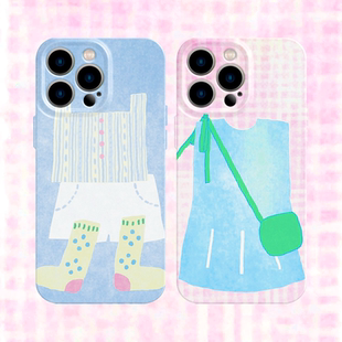 艺术小清新衣服手机壳适用iPhone17promax苹果16菲林13文艺14小米15小众oppo华为mate70荣耀P80红米vivox200s