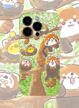 小熊猫绿色手机壳适用iPhone17promax苹果16菲林13小清新14小米15硬oppo华为mate70荣耀P80红米vivox200s一加