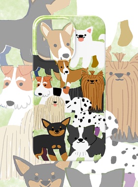 踏青小狗可爱手机壳适用iPhone17promax苹果16菲林13绿色14清新15硬华为mate70荣耀P80小米vivox200s一加oppo