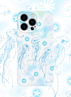 y2k小清新蓝色水母手机壳适用iPhone17promax苹果16菲林14一加13小米15硬oppo华为mate70荣耀P80红米vivox200