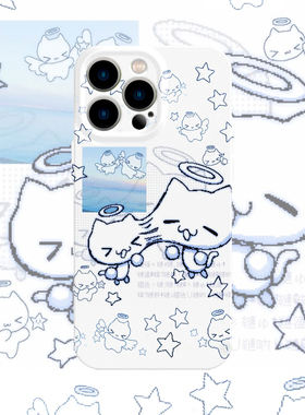 y2k像素小猫天使手机壳适用iPhone17promax苹果16菲林14一加13小米15千禧oppo华为mate70荣耀P80红米vivox200