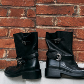 BIUCILI 原创设计bonaudo小牛皮 机车一脚蹬复古植糅工程师靴短靴