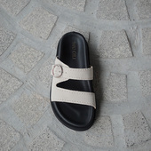 BIUCILI「Lazy summer」原创设计简约牛皮厚底一脚蹬勃肯凉拖鞋 女