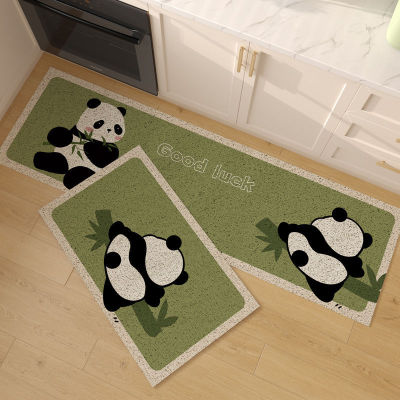 卡通厨房丝圈地垫熊猫耐磨耐脏防滑垫家用长条可裁剪刮泥蹭土地垫