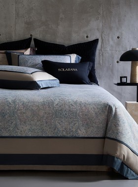 高定轻奢风数码印花寝具床品高级感海岛棉纯棉长绒棉四件套埃莉诺