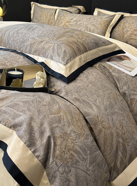 高端A类母婴级200支长绒棉四件套全棉床单纯棉印花被套轻奢风床品