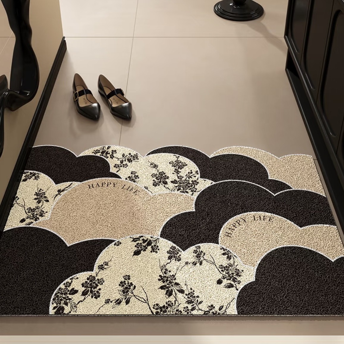 入户地垫中式防尘耐脏易打理丝圈地垫刮泥蹭土玄关家用脚垫可剪裁