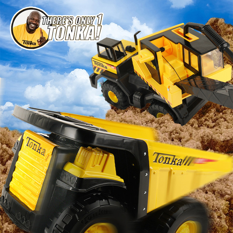 tonka巨型工程车儿童合金车模型男孩超大号玩具吊车起重机卡车