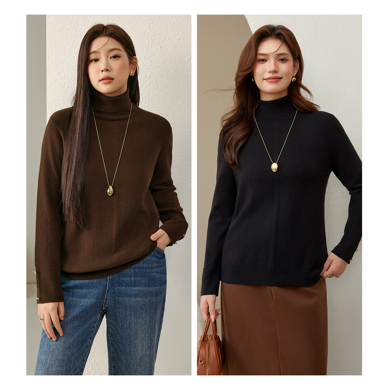 【慵懒风镂空开衫】纤莉秀大码女装高领正肩针织衫胖mm2024冬新款