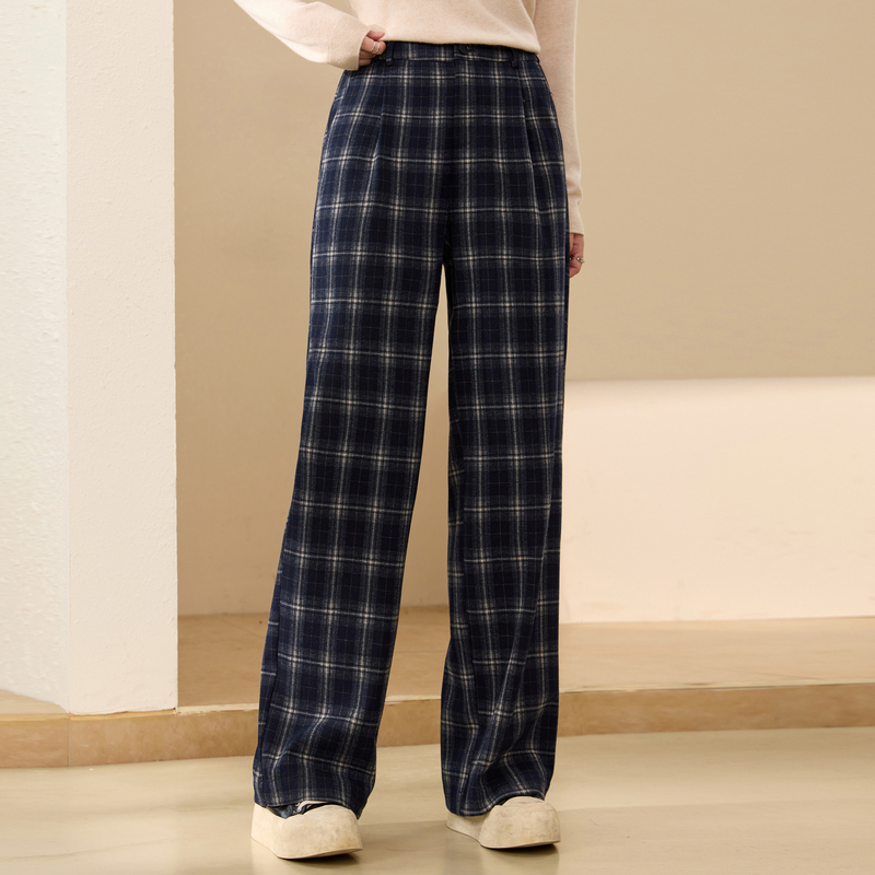 【慵懒格子裤】纤莉秀大码女装休闲舒适百搭裤子胖mm2025冬装新款