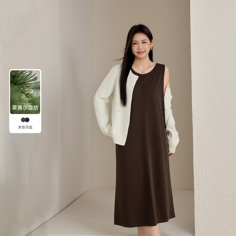 【背心直筒裙】纤莉秀大码女装莱赛尔无袖显瘦连衣裙胖mm夏装新款