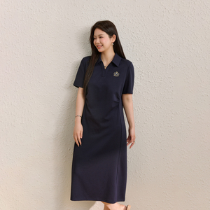 【学院风Polo连衣裙】纤莉秀大码女装收腰遮肉显瘦长裙胖mm夏新款