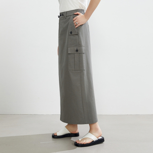 纤莉秀大码女装美式潮流工装裙设计感开叉工装半身裙胖mm夏装新款