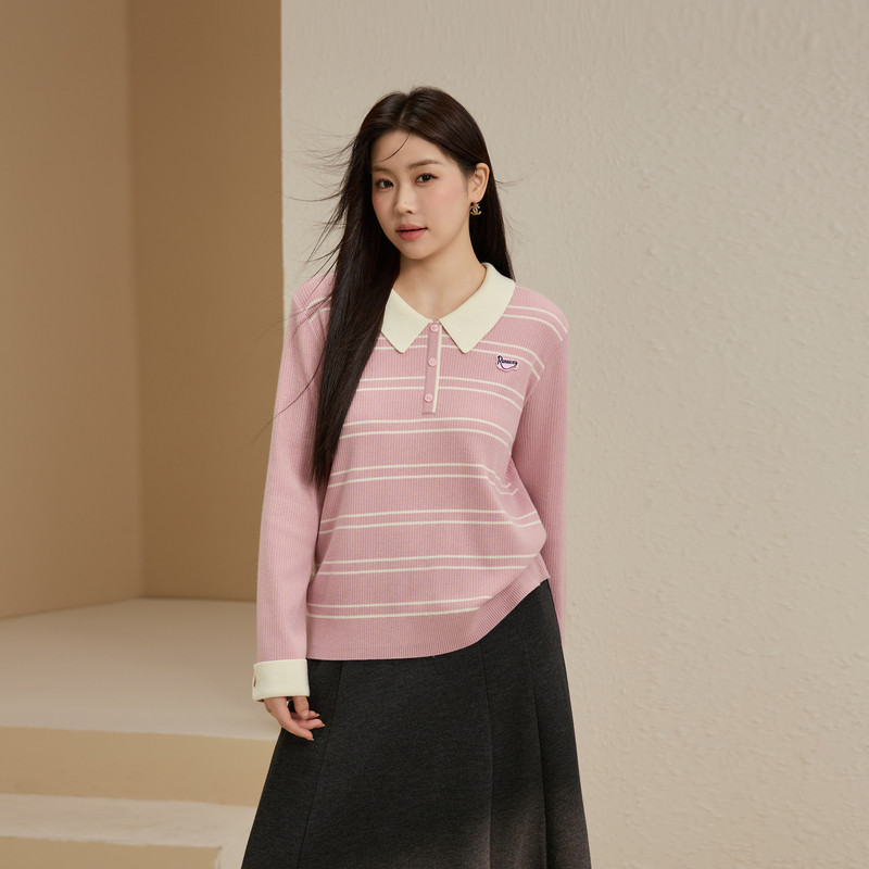 【减龄学院风撞色针织衫】纤莉秀大码女装韩系气质上衣胖mm秋新款,女装/女士精品,大码内搭,淘宝优惠券,粉丝福利购,淘宝优惠卷