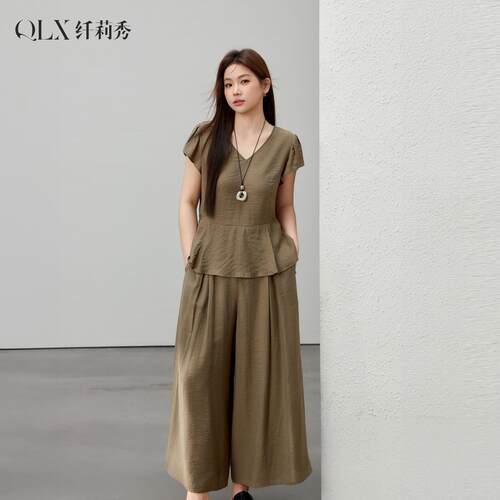 【极简懒人套装】知性优雅宽松两件套纤莉秀大码女装胖mm夏装新款