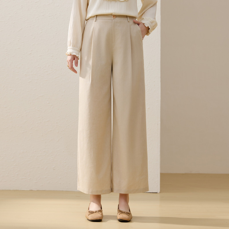 【海屿微光】老钱风垂感阔腿西裤纤莉秀大码女装胖mm2026春装新款