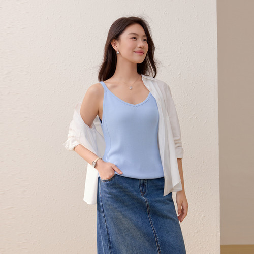 【万能搭】柔软亲肤V领内搭百搭背心吊带纤莉秀胖mm2026夏装新款