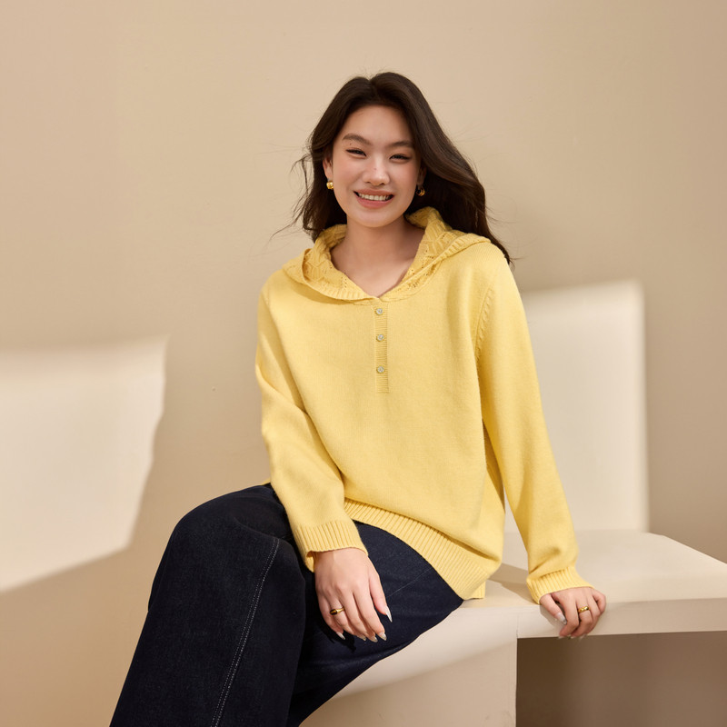 【连帽气质百搭显瘦针织衫】纤莉秀大码女装简约上衣胖mm冬装新款,女装/女士精品,大码内搭,淘宝优惠券,粉丝福利购,淘宝优惠卷