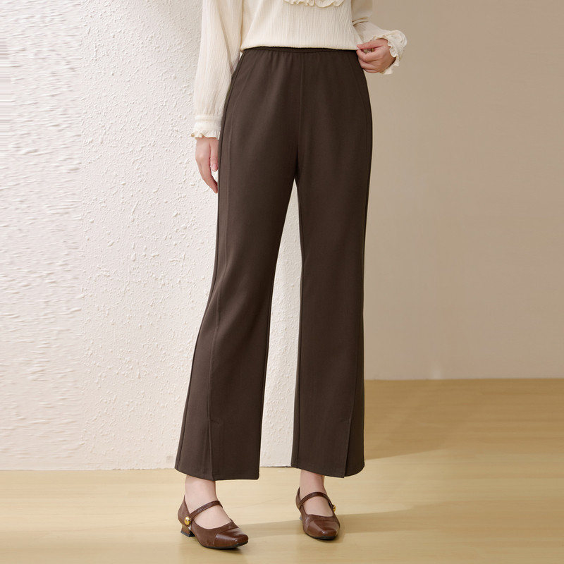 【舒适松紧腰裤子】纤莉秀大码女装脚口开叉显瘦裤子胖mm春装新款