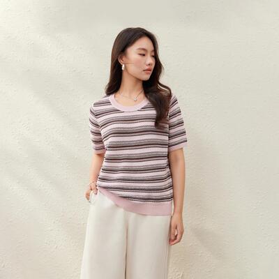 【夏日格调】海岛度假风镂空针织衫纤莉秀大码女装胖mm夏装新款