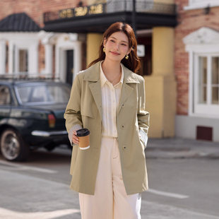 【极简风翻领风衣】纤莉秀大码女装气质百搭外套胖mm2026春装新款