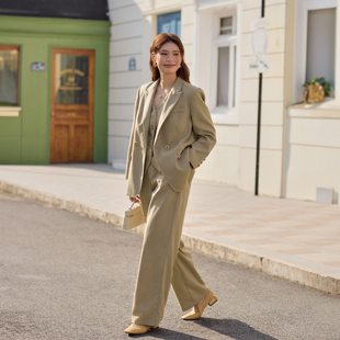 【极简风西装套装】纤莉秀大码女装时髦通勤三件套胖mm2026春新款