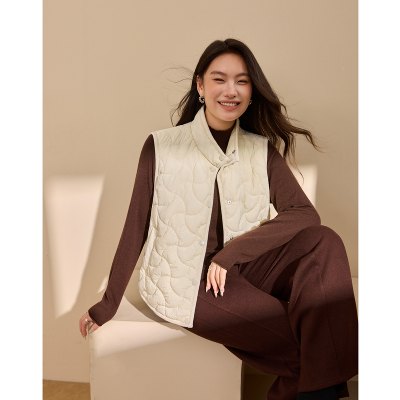 【云絮】秋冬叠穿立领棉轻暖马甲纤莉秀大码女装胖mm2025冬装新款