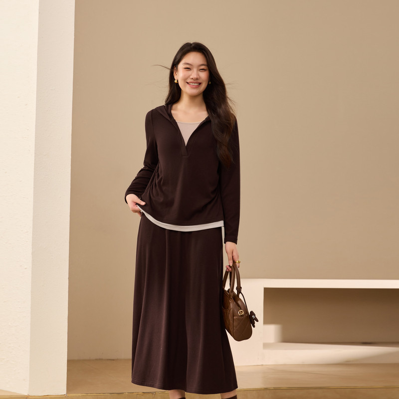 【慵懒舒适针织套装】纤莉秀大码女装优雅气质两件套胖mm冬装新款