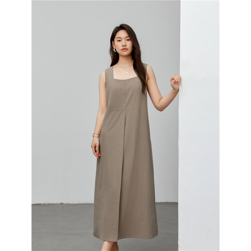 【简约知性气质方领显瘦连衣裙】纤莉秀大码女装胖mm2025春装新款