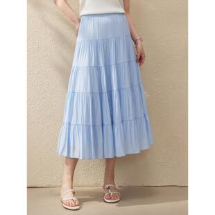 【云絮雾纱】松紧腰A字蓬蓬蛋糕裙半身裙纤莉秀大码胖mm夏装新款