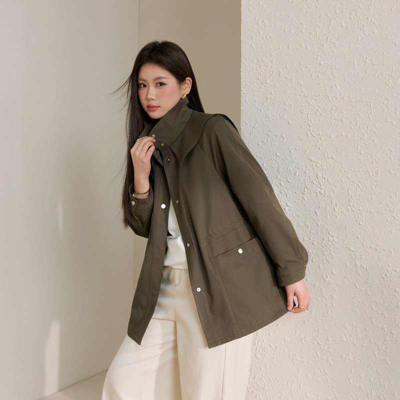 【都市丛林】零压通勤抽绳设收腰风衣纤莉秀大码女装胖mm春装新款,女装/女士精品,常规大码外套,淘宝优惠券,粉丝福利购,淘宝优惠卷