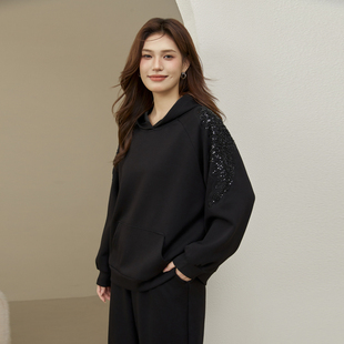 纤莉秀大码女装时髦洋气休连帽卫衣裤子两件套装胖mm2024秋装新款