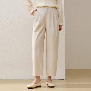 莱赛尔混纺 胖mm2026夏装 松紧腰九分直筒裤 女装 新款 纤莉秀大码