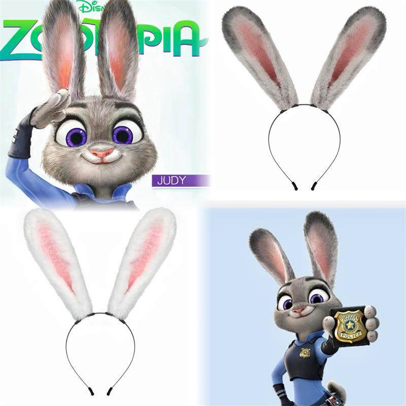 疯狂动物城朱迪兔耳朵发箍cos兔女郎毛绒万圣节发饰迪士尼头饰