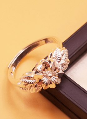 夏季繁花女戒指高级999纯银戒指开口足银无名指简约个性中食指环