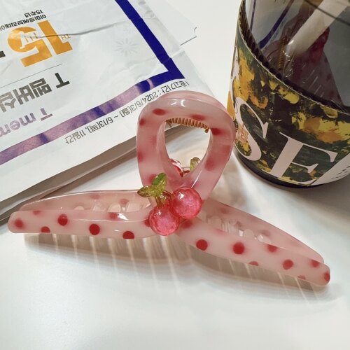夏天来喽～樱桃抓夹发夹【13cm】韩国东大门新款后脑勺盘发鲨鱼夹