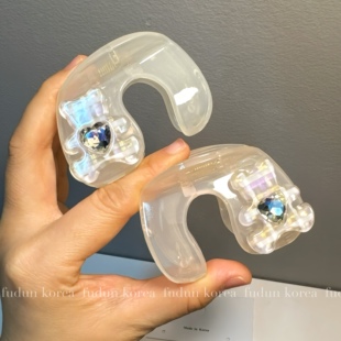 U型抓夹发夹【8cm】醋酸双面小熊爱心闪钻中号鲨鱼夹韩国东大门