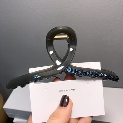 【奢】施华闪钻水晶发夹抓夹韩国东大门后脑勺盘发鲨鱼夹高级发饰